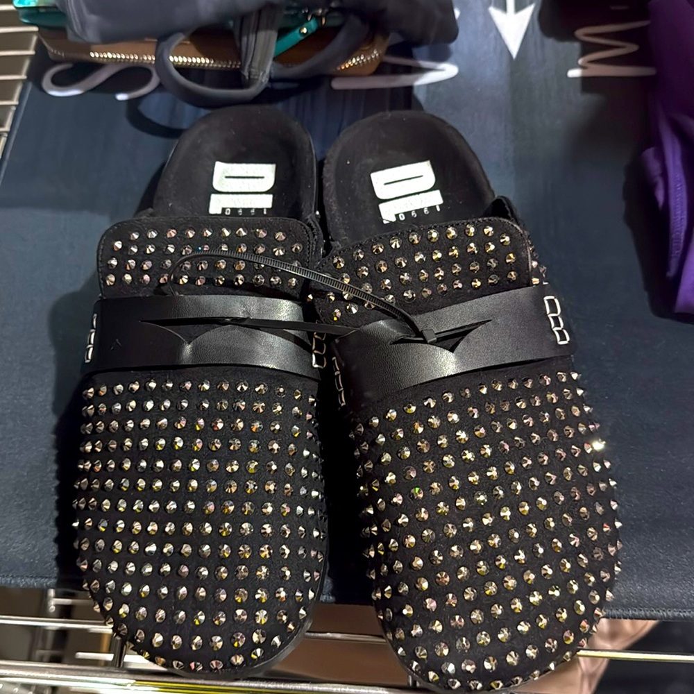 Black Studded Women's Slip-On Shoes